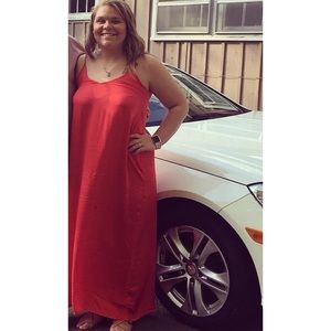 Boutique Red Maxi Spaghetti Strap Dress